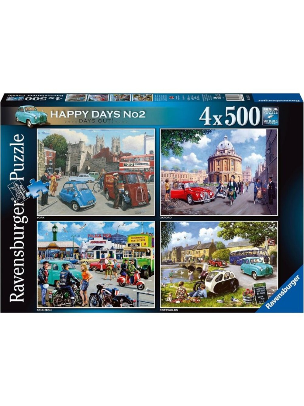 Happy Days 4X 500 Piece Jigsaw Puzzle Set for Adults - Fun Family Activity